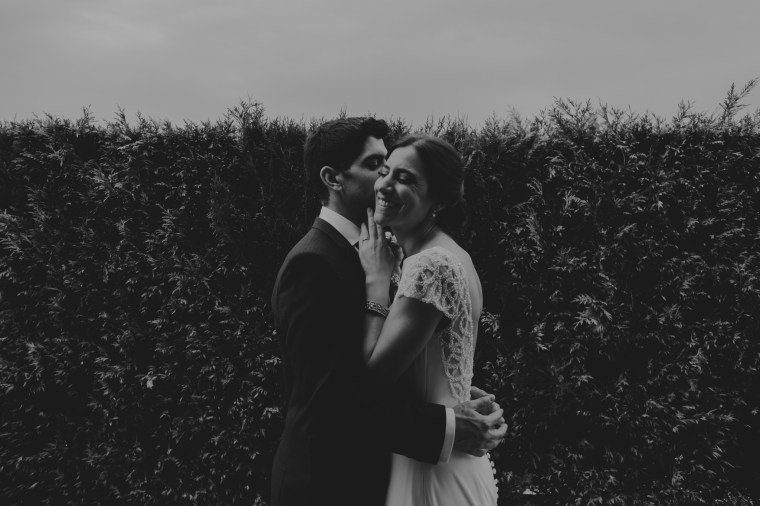 backyard wedding portugal bride groom portrait