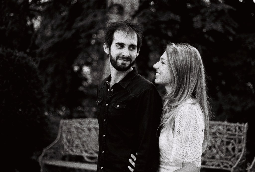black and white photo of couple
